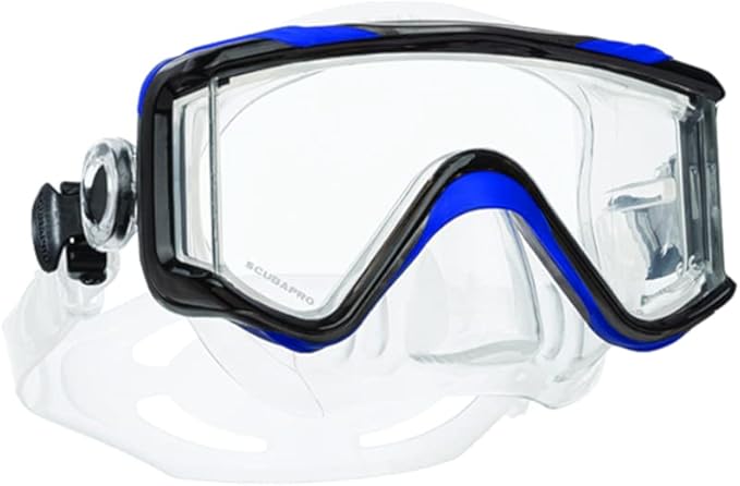Scubapro Crystal Vu Plus Scuba Mask With Purge Valve, With Ultra Clear Tri Lens For Diving, Blue/Gray