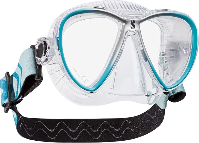 Scubapro Synergy Twin Trufit Scuba Mask With Dual Lens And Comfort Strap For Diving, Clear/Turquoise