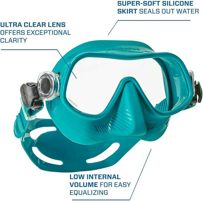 Scubapro Steel Pro Scuba Diving Mask For Freediving, Turquoise.