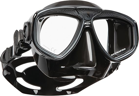 Scubapro Zoom Scuba Mask With Ultra Clear Dual Lens And Lens-Change System For Optical Lenses For Diving, Full Black