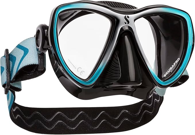 Scubapro Synergy Mini Diving Mask With Comfort Strap (Turquoise/Silver With Black Skirt)