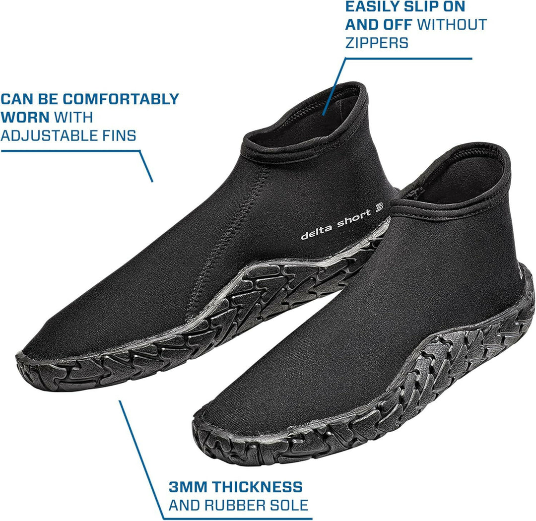 Scubapro Delta 3MM Short Diving Boot With Ultra-Grip Sole.