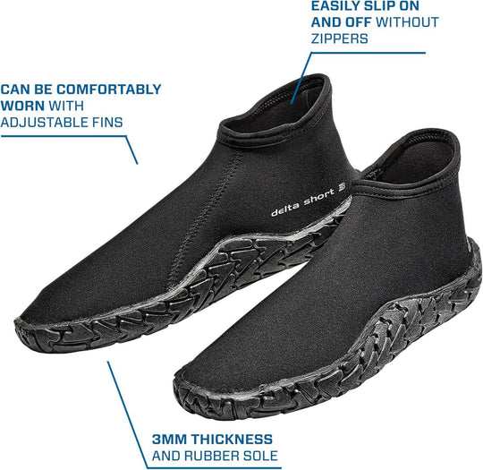 Scubapro Delta 3MM Short Diving Boot With Ultra-Grip Sole.
