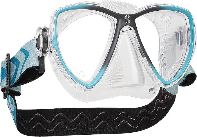 Scubapro Synergy Mini Diving Mask With Comfort Strap (Turquoise/Silver With Clear Skirt)