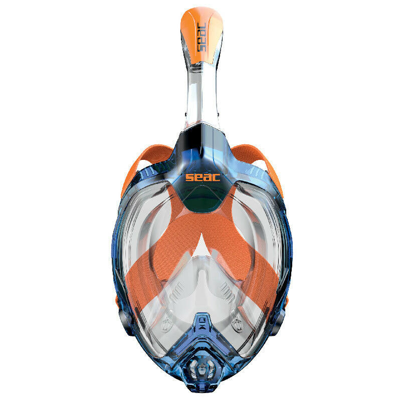 Seac Magica, Full Face Antifog Snorkelling Mask, Blue/Orange Xs-S.