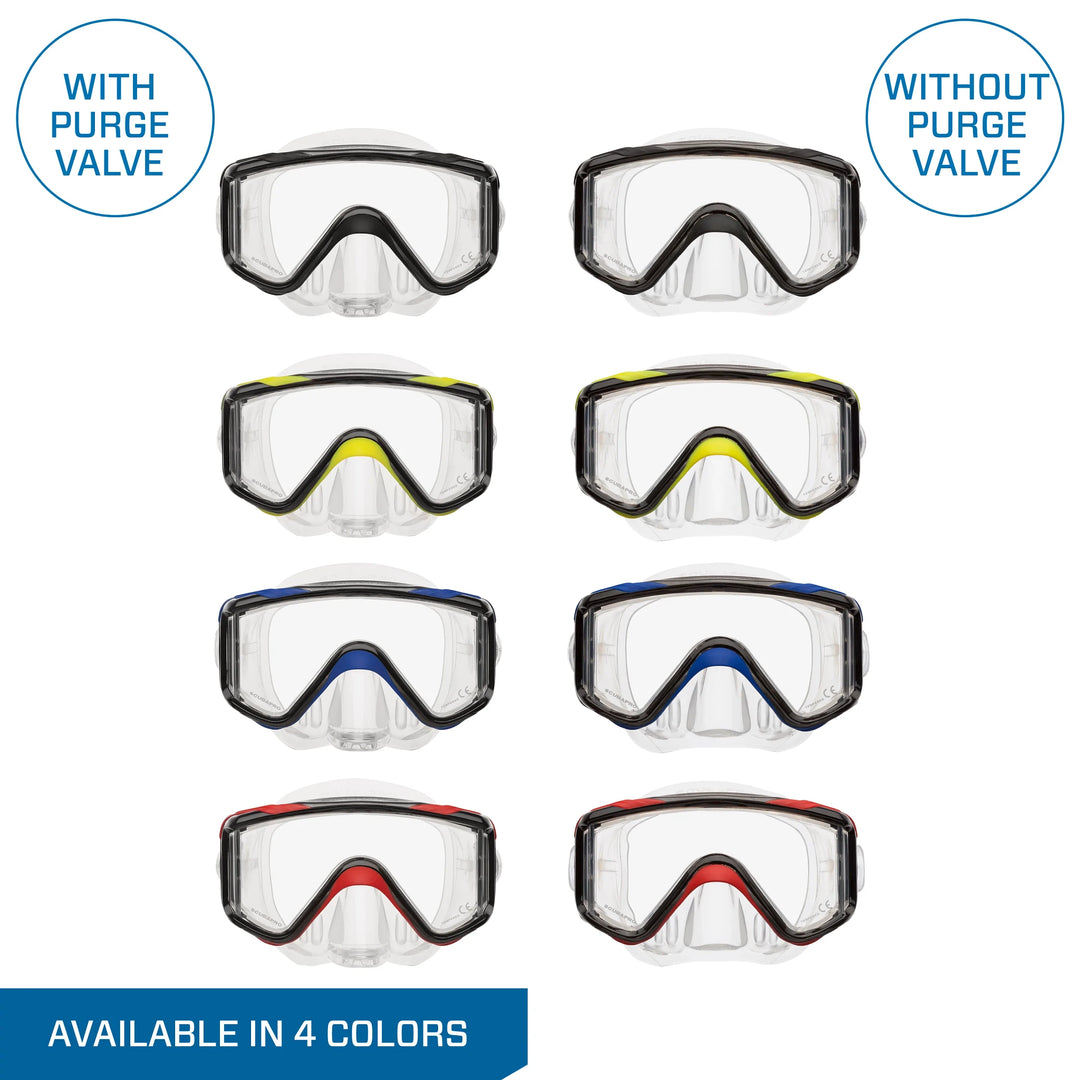 Scubapro Crystal Vu Plus Scuba Mask With Purge Valve, Blue/Gray.