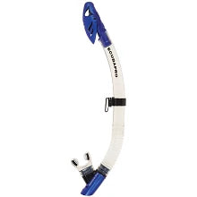 Scubapro Spectra Dry Snorkel With Purge Valve, Flexible Lower Corrugated Tube, Regulator-Style Mouthpiece And Quick-Connect Clip, Clear/Blue.