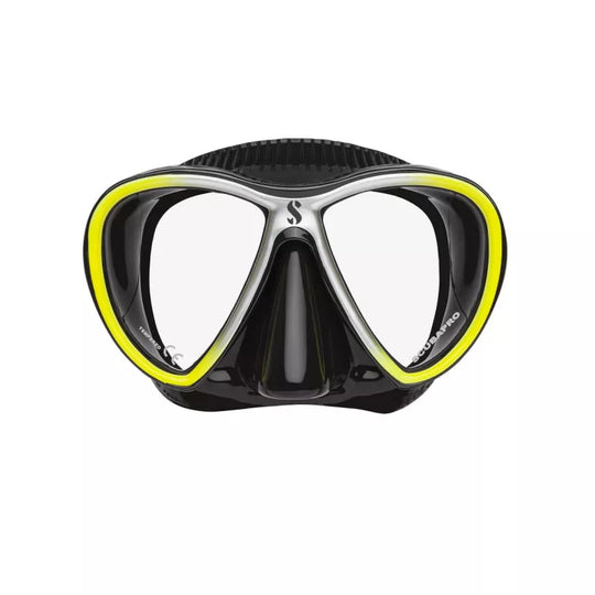Scubapro Synergy Twin Diving Mask With Comfort Strap(Yellow/Silver With Black Skirt).