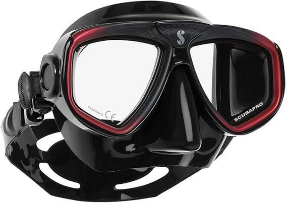 Scubapro Zoom Scuba Mask, Lens-Change System For Optical Lenses, Black/Red.