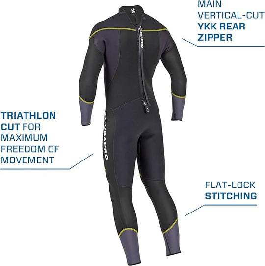 Scubapro Men's Sport Steamer Wetsuit With 3MM Thickness, Medium, Black/Yellow