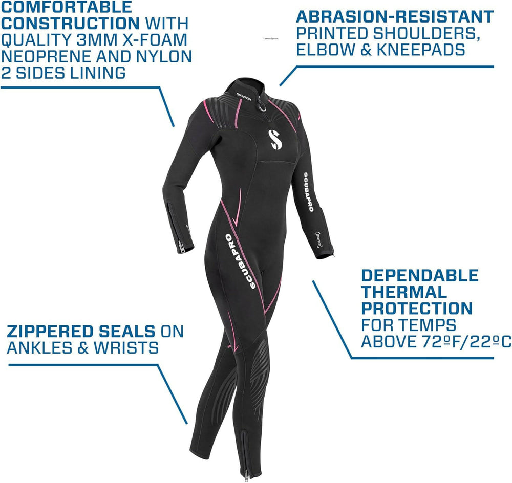 Scubapro Definition Steamer Scuba Diving Wetsuit, 3MM Women Back Zip Neoprene.