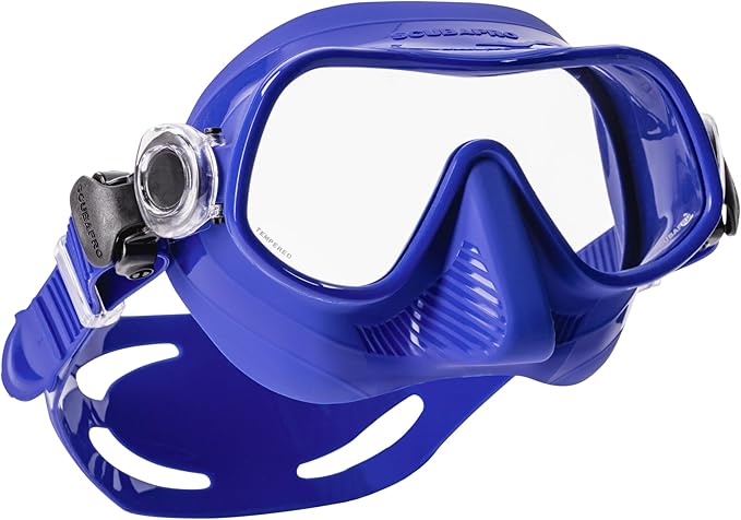Scubapro Steel Pro Scuba Diving Mask For Freediving, With Single Lens And Frameless, Low Volume Design, Blue