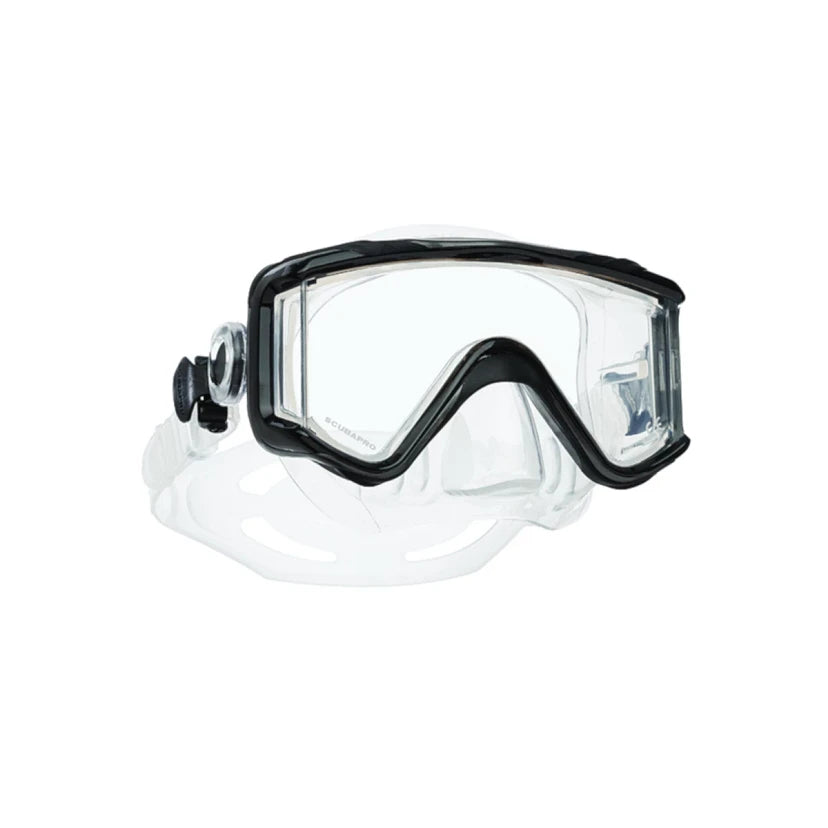 Scubapro Crystal Vu Plus Scuba Mask Without Purge Valve, With Ultra Clear Tri Lens For Diving, Blue/Gray