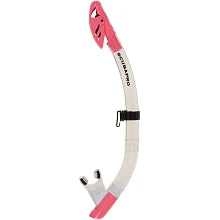 Scubapro Spectra Dry Snorkel With Purge Valve, Flexible Lower Corrugated Tube, Regulator-Style Mouthpiece And Quick-Connect Clip, Clear/Pink.