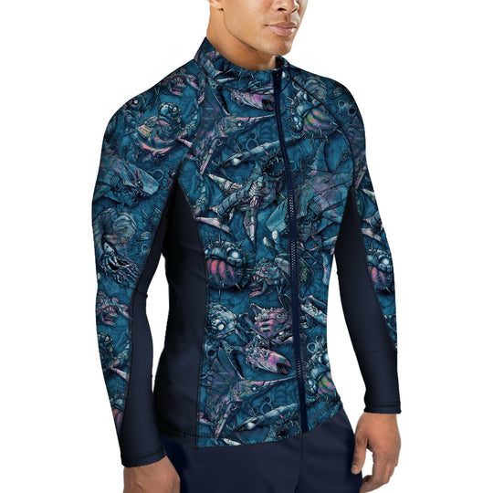 Spacefish M Clockoc Mz Mens / Unisex Zip Rashguard.