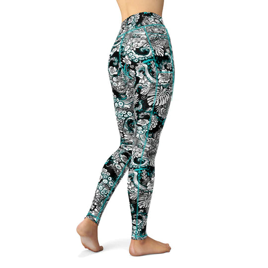 Spacefish Blueocto Yp Womens Leggings  - Xl