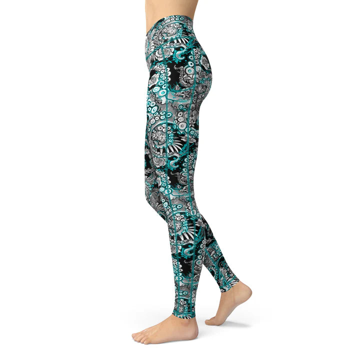 Spacefish Blueocto Yp Womens Leggings  - Xl