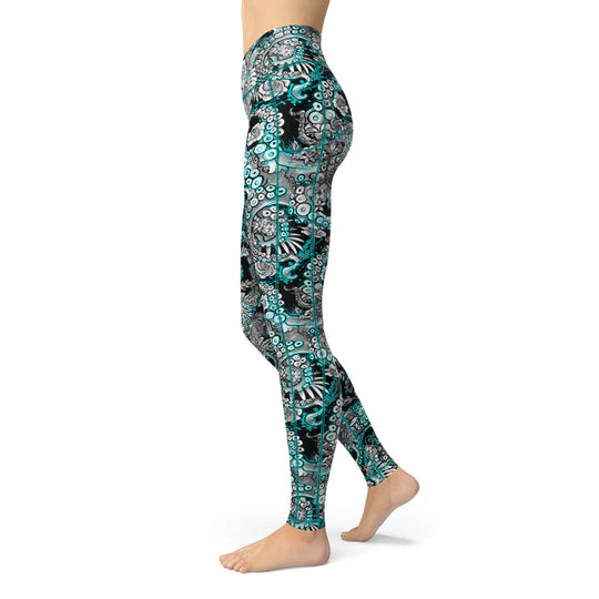 Spacefish Blueocto Yp Womens Leggings  - Xl