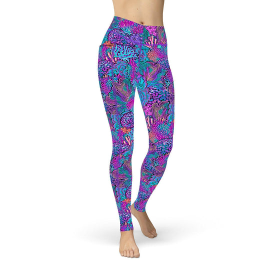 Spacefish Coral Kaleidoscope Women's Leggings.