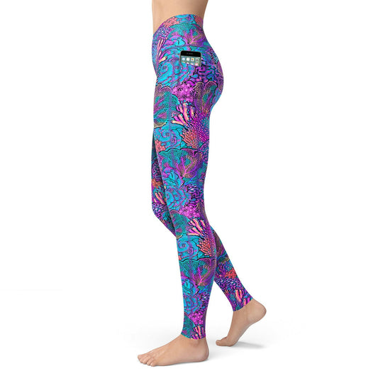 Spacefish Coral Kaleidoscope Women's Leggings.